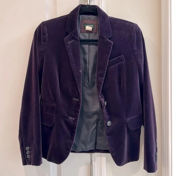 J Crew plum velvet blazer size 0 - Picture 1 of 5